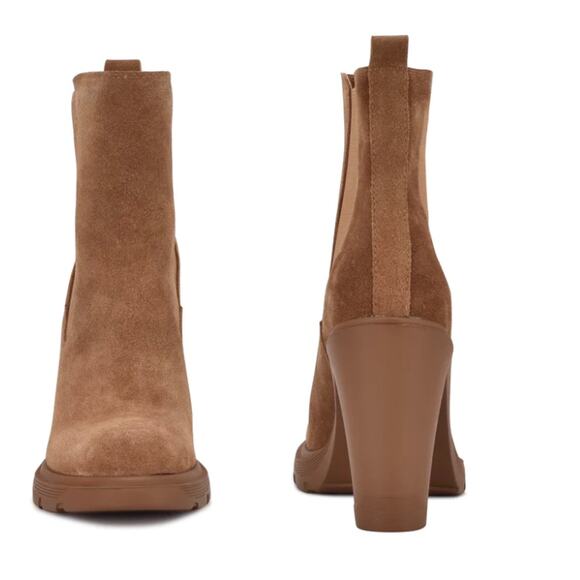 Nine West Ream2 Womens Chelsea Heel Boots Size 6 Natural Brown Suede Boots New - Picture 4 of 16